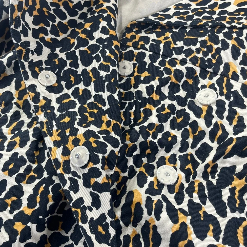 NEW YORK & COMPANY Cheetah Print Blazer Womens M Button Front‎ Pockets Jacket